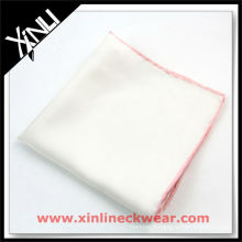 Colored Rolled Hem White Handkerchief